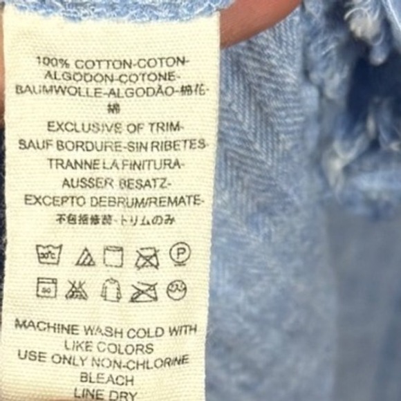 We The Free, FREE PEOPLE Sand Dune Henley Top, Blouse, Blue, Size Medium - Picture 9 of 9